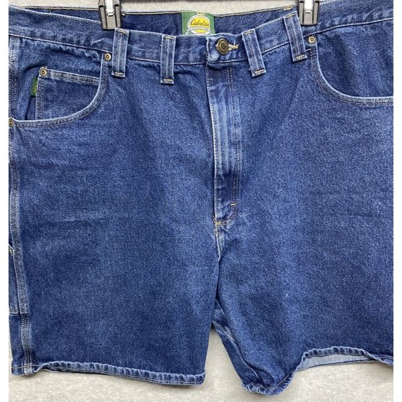 Cabelas Mens Utility Denim Jeans Carpenter Shorts Size 44 Medium Wash  8” inseam - Picture 1 of 6